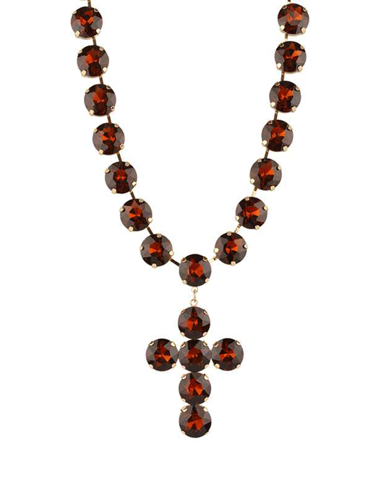 14mm Rhinestone Cross Necklace - 16"