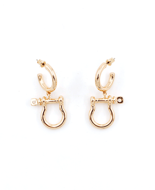 Horsebit Drop Hoop Earring