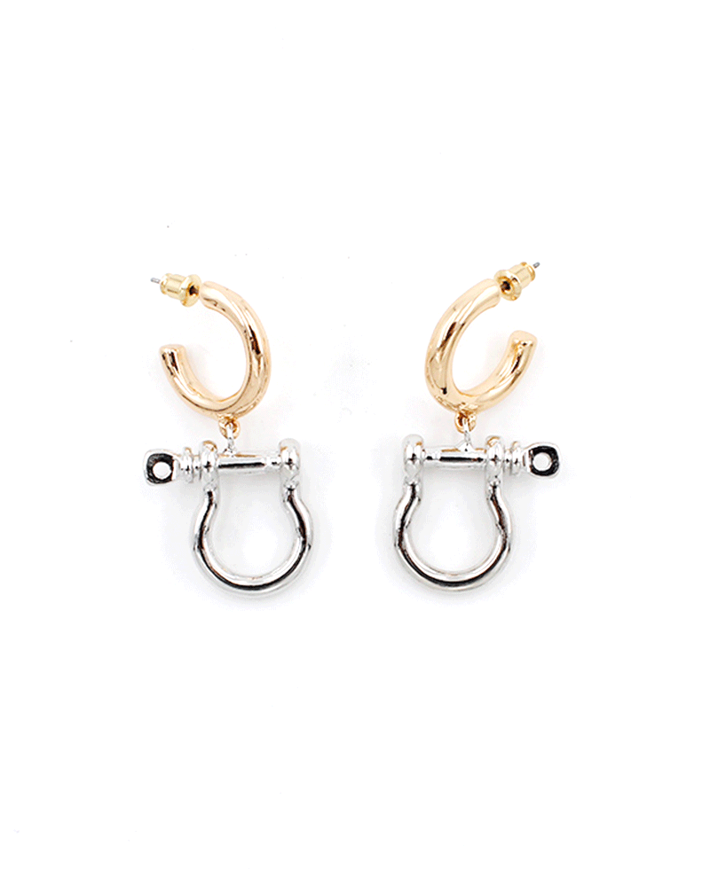 Horsebit Drop Hoop Earring