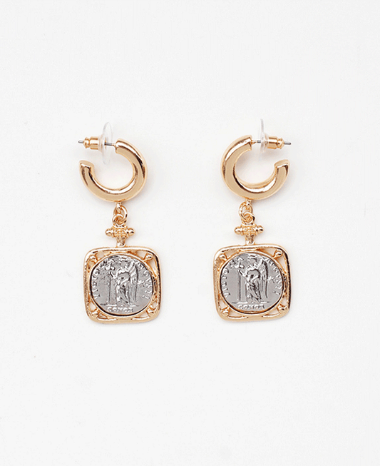 Huggie Medallion Dangle Earring