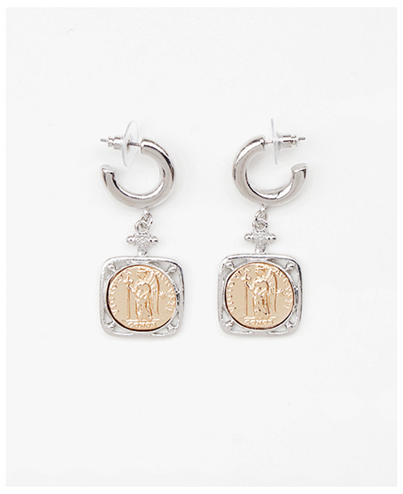 Huggie Medallion Dangle Earring