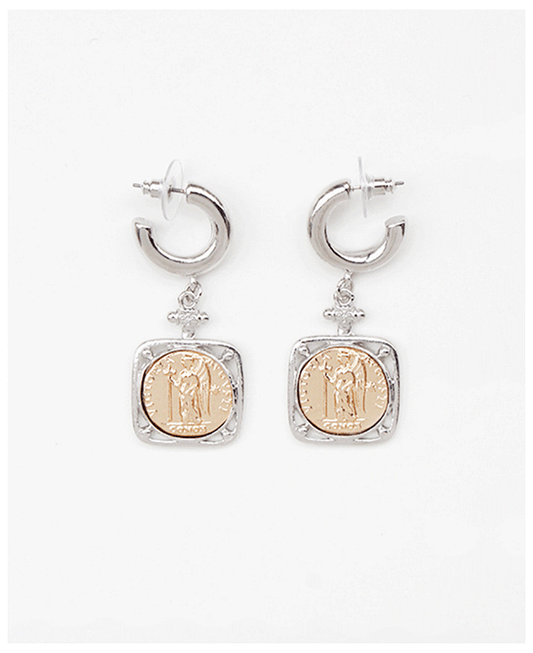 Huggie Medallion Dangle Earring