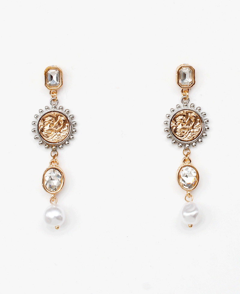 Baroque Coin Pearl Drop Earring