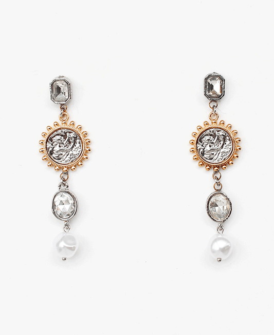 Baroque Coin Pearl Drop Earring