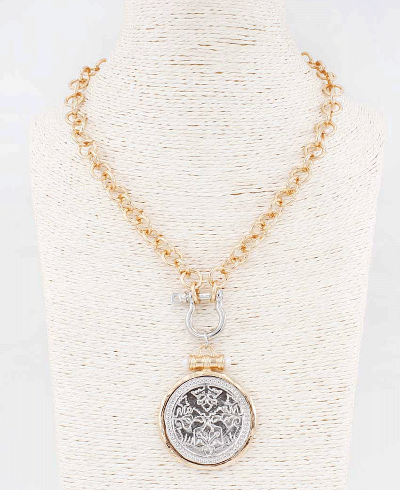 Coin Pendant Rounded Link Chain