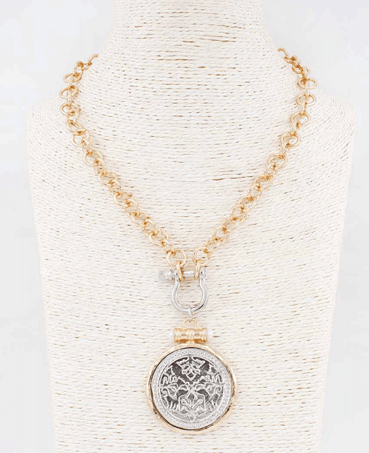 Coin Pendant Rounded Link Chain