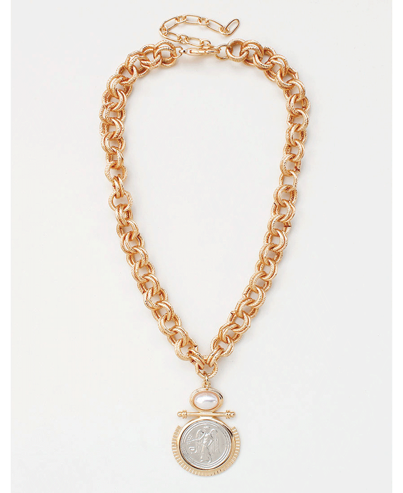 Coin Pendant Statement Chain Necklace