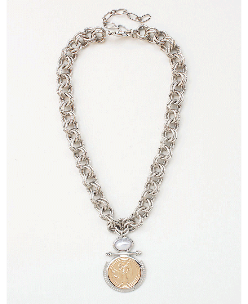 Coin Pendant Statement Chain Necklace