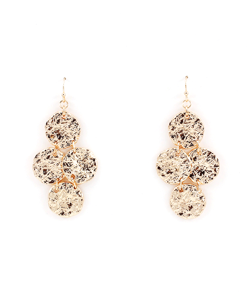 Hammered Discs Drop Earring