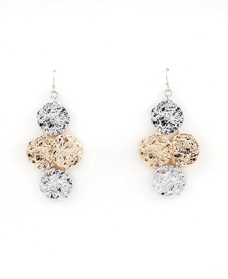 Hammered Discs Drop Earring