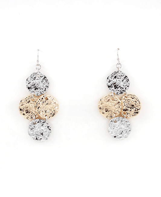 Hammered Discs Drop Earring