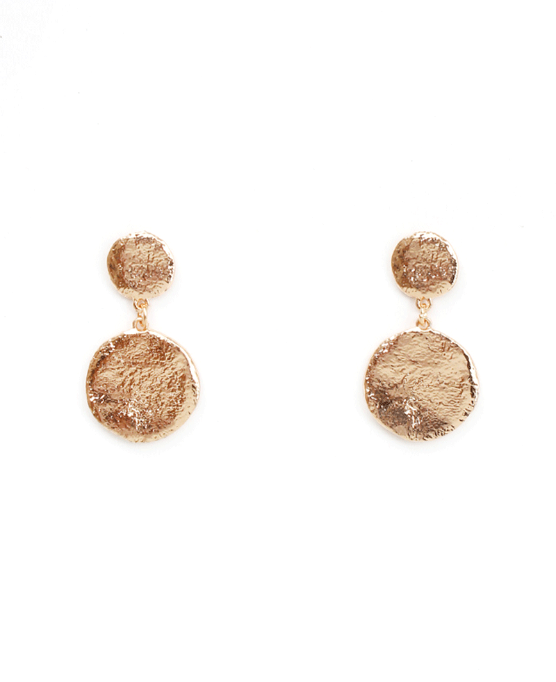 Double Hammered Discs Drip Earring