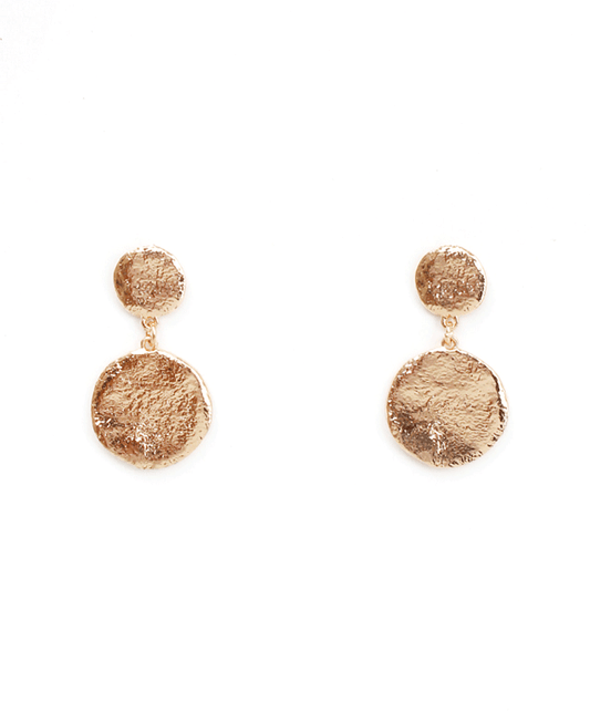 Double Hammered Discs Drip Earring