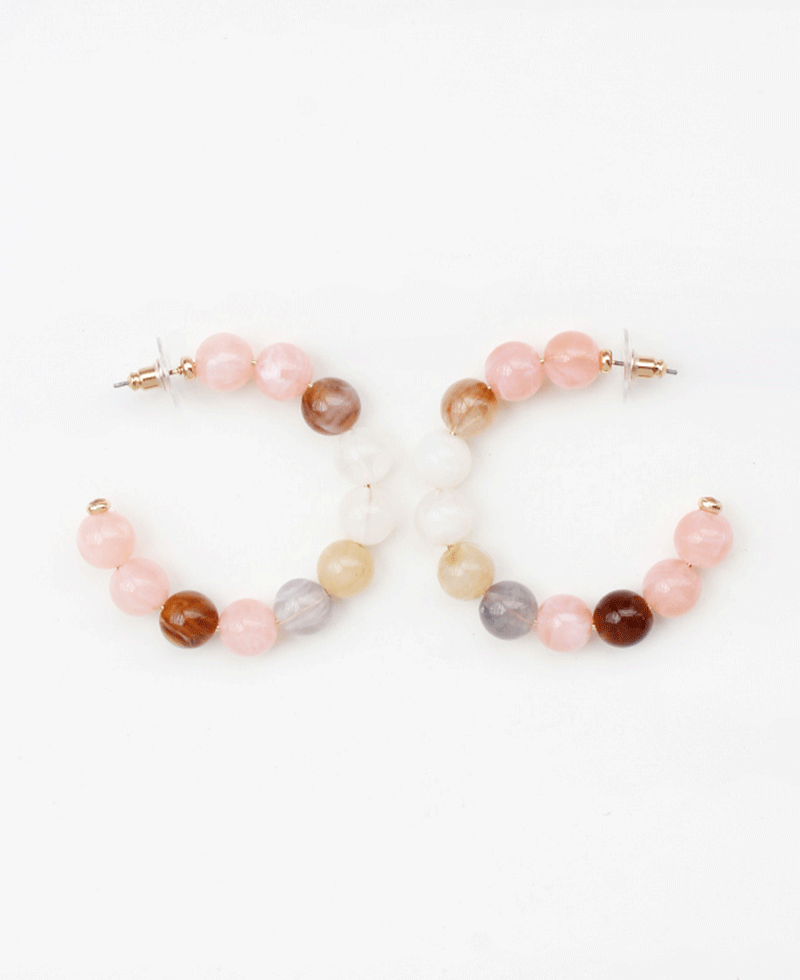 Multi Color Beaded Hoop Earring