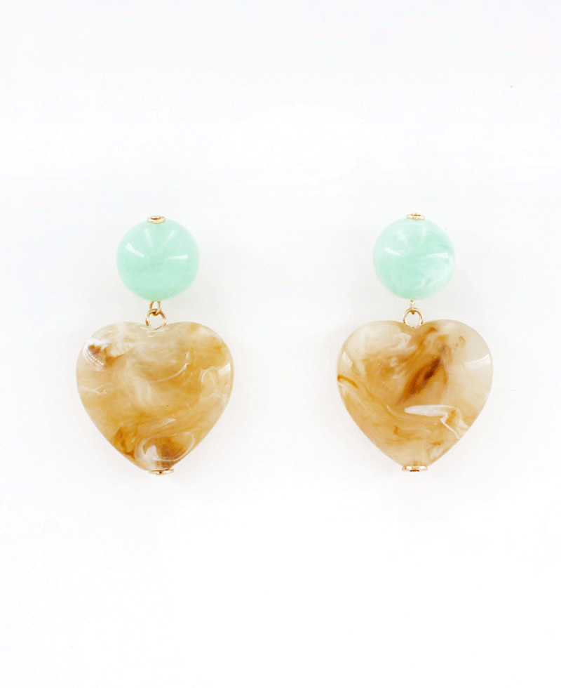 Resin Heart Drop Earring