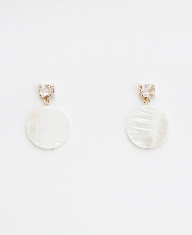 Crystal w/ MOP Disc Drop Post Earring