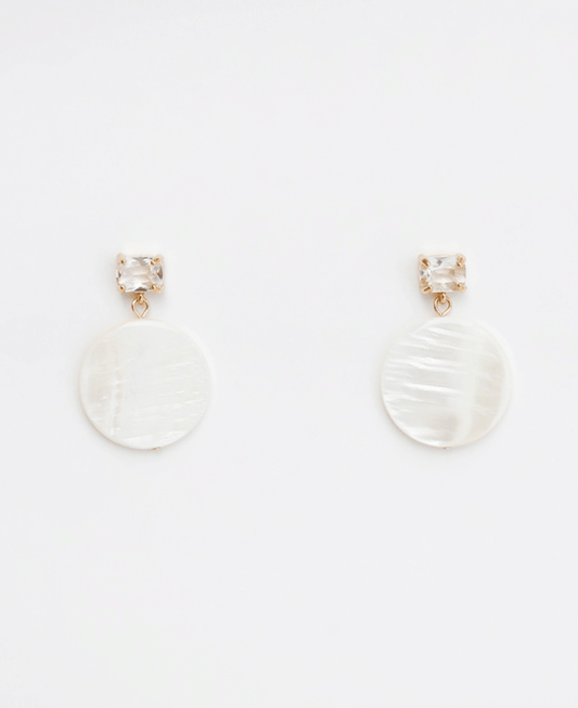 Crystal w/ MOP Disc Drop Post Earring