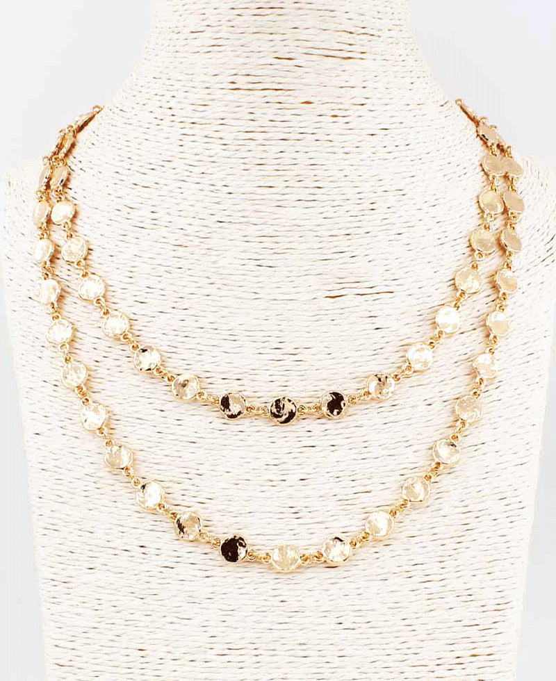 Hammered Discs Multi Layered Necklace