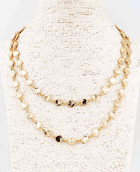 Hammered Discs Multi Layered Necklace