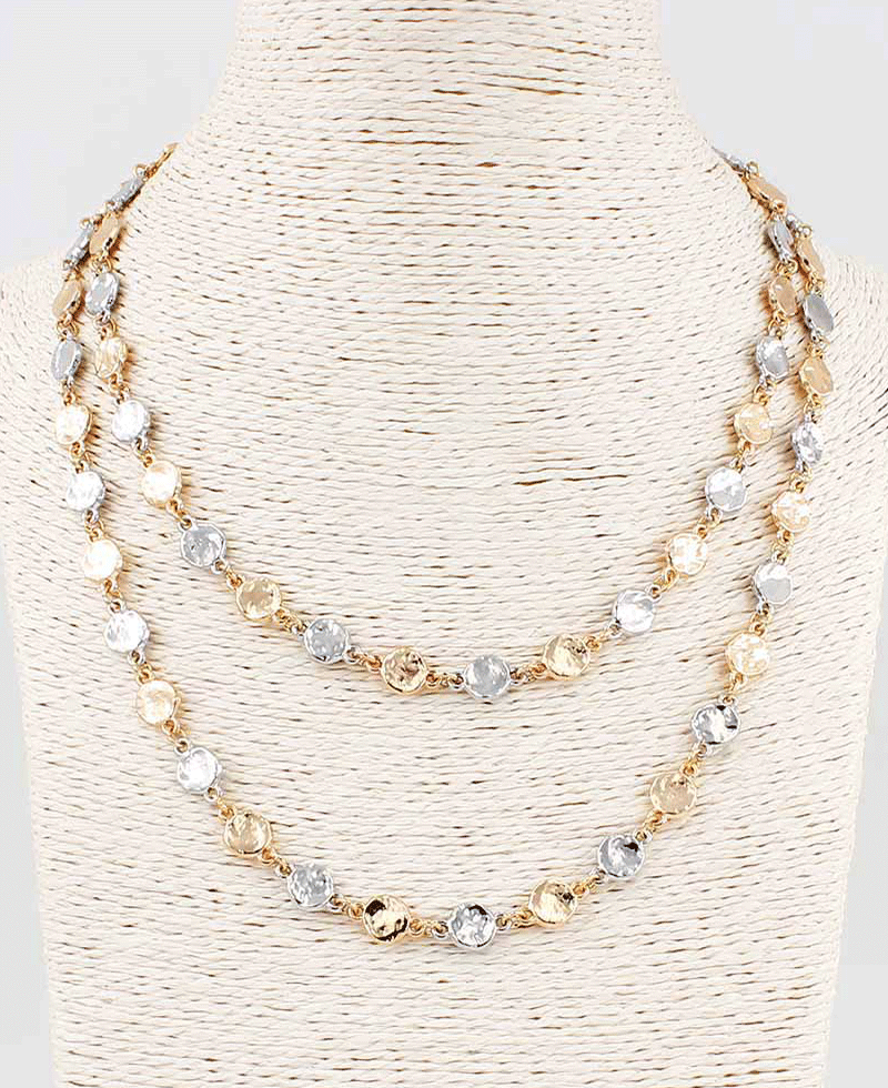 Hammered Discs Multi Layered Necklace