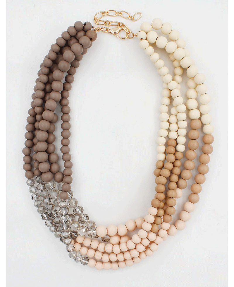 Wood & Glass Multi Strand Necklace