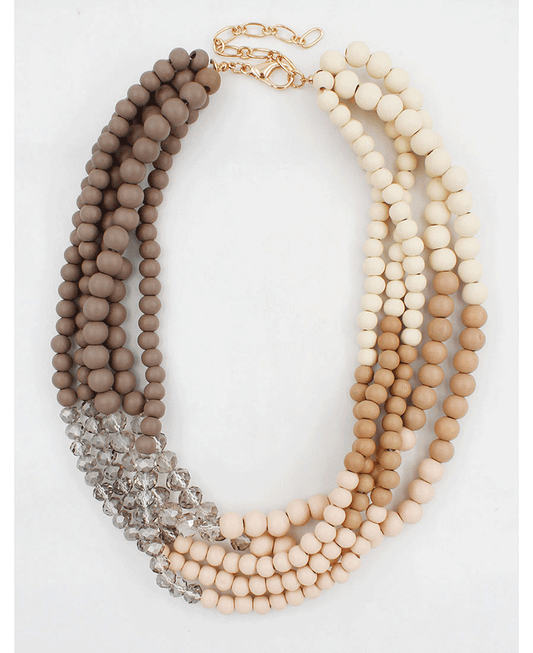 Wood & Glass Multi Strand Necklace