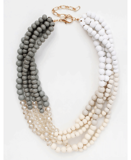 Wood & Glass Multi Strand Necklace