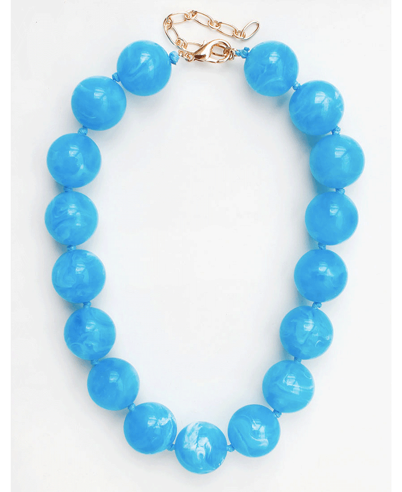Chunky Marble Bead Statement Necklace