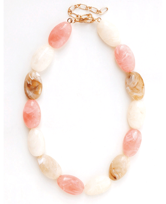 Marbled Oval Beads Multi Color Necklace