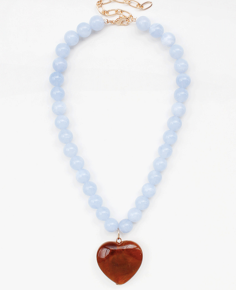 Heart Pendant Beaded Strand Necklace