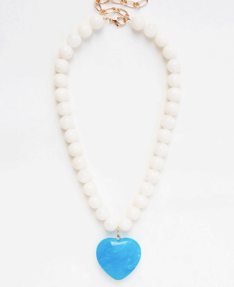 Heart Pendant Beaded Strand Necklace