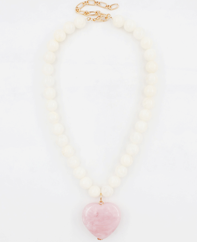 Heart Pendant Beaded Strand Necklace