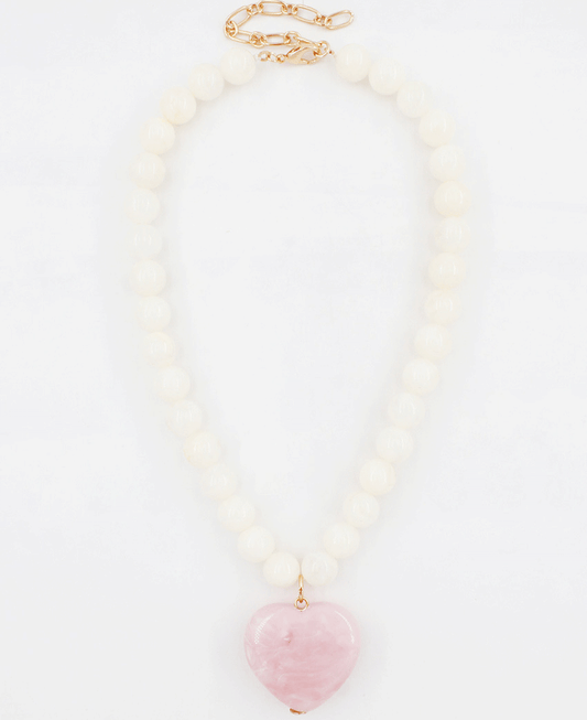 Heart Pendant Beaded Strand Necklace