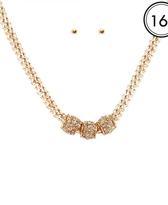 Aluminum Coating Paveball Necklace Set