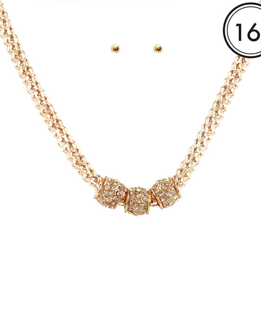 Aluminum Coating Paveball Necklace Set