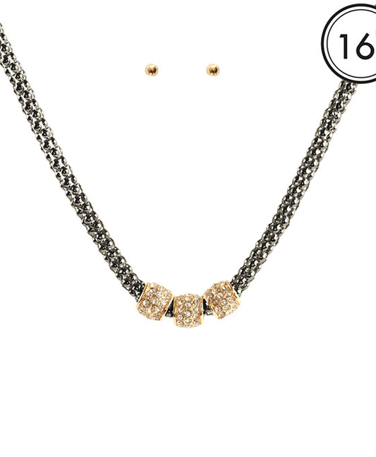 Aluminum Coating Paveball Necklace Set