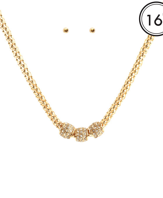 Aluminum Coating Paveball Necklace Set