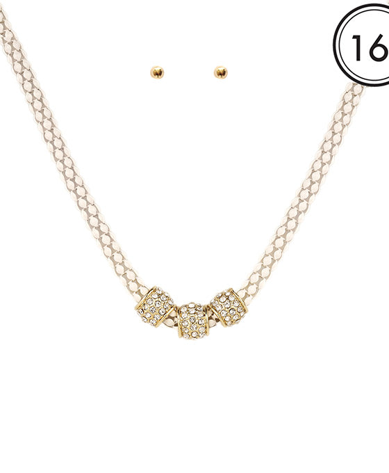 Aluminum Coating Paveball Necklace Set