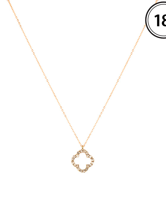 10mm Rhinestone Clover Pendant Necklace