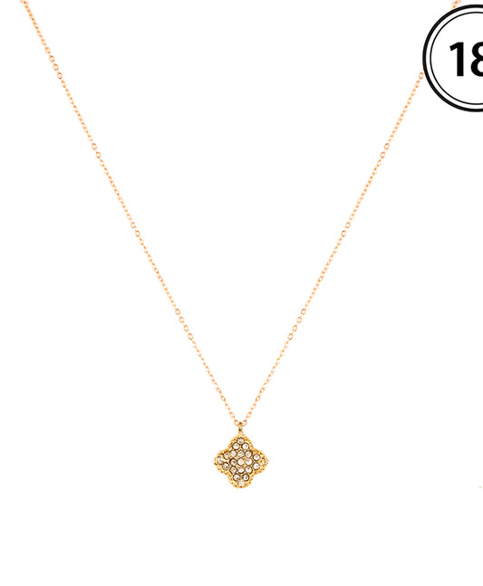 10mm Rhinestone Clover Pendant Necklace