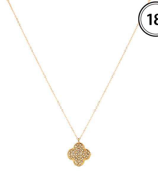 15mm Rhinestone Clover Pendant Necklace