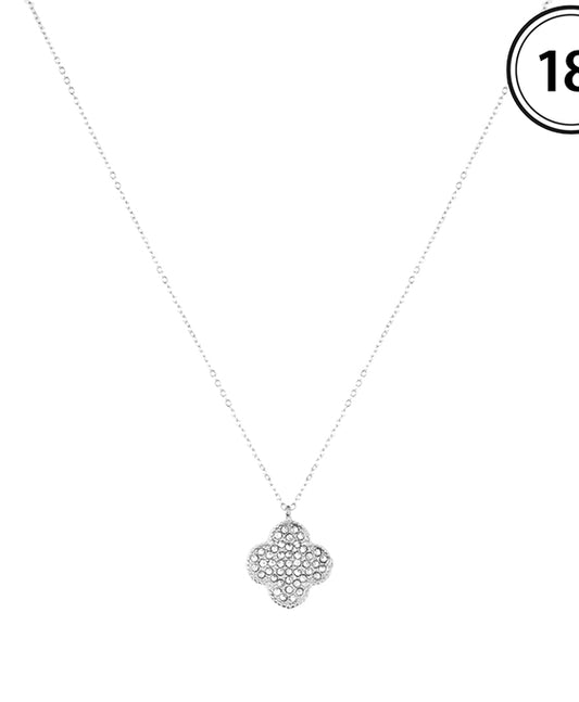 15mm Rhinestone Clover Pendant Necklace