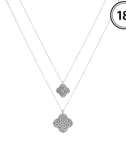 10 & 15mm Rhinestone Clover Pendant Necklace