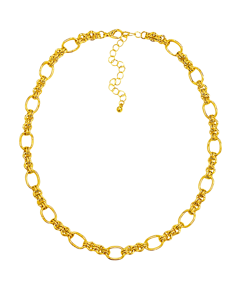 Mixed Texture & Oval Link Necklace