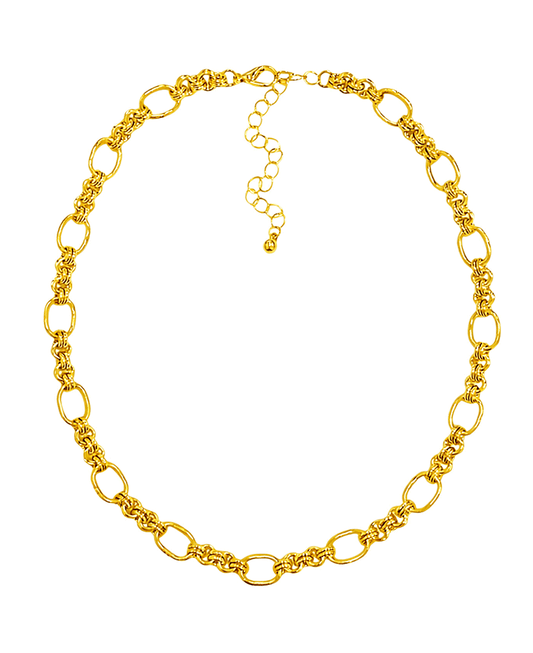 Mixed Texture & Oval Link Necklace