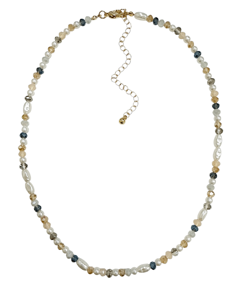 Multi Bead w/ Pearl Short Necklace