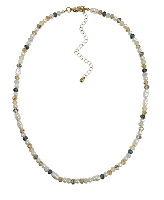 Multi Bead w/ Pearl Short Necklace