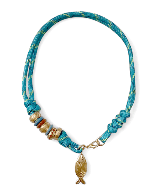 Code w/ Beads & Fish Pendant Necklace