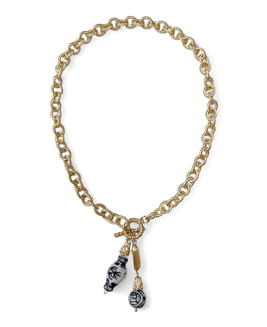 Ceramic Charms Chain Toggle Short Necklace