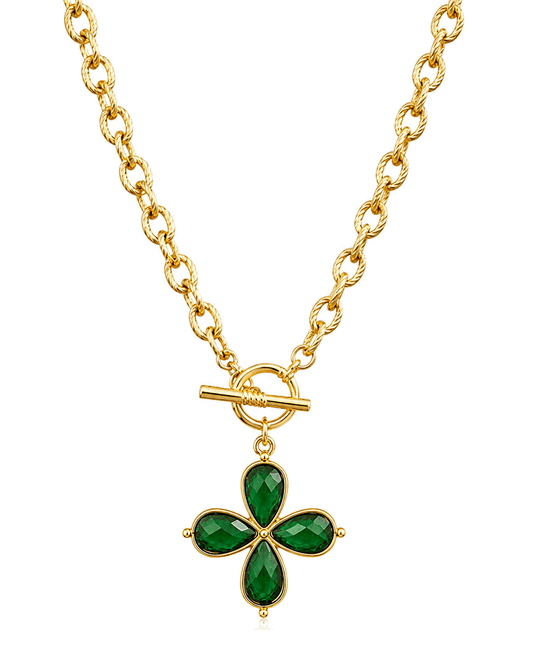 Flower Shape Pendant Chain Toggle Short Necklace